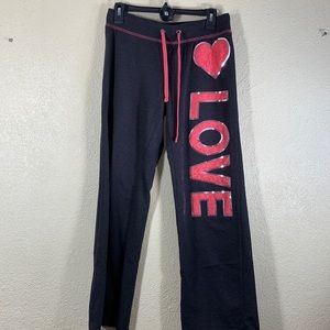 Vanity Sweatpants Dark Gray LOVE Peach Lace M